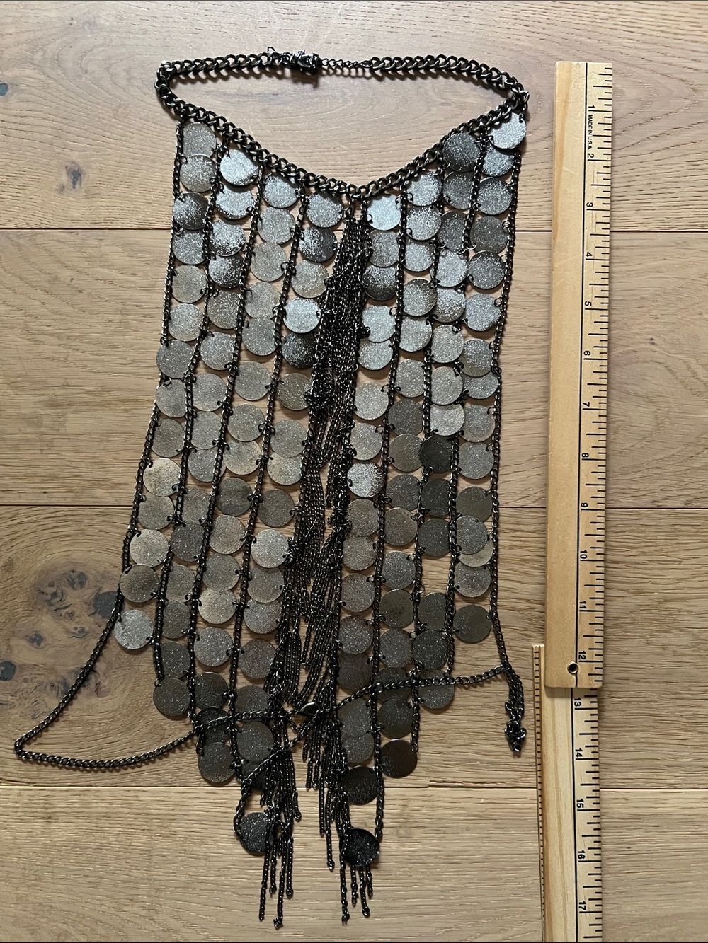 Metallic Coin Fringe Halter Top - Black Silver - Picture 6 of 6